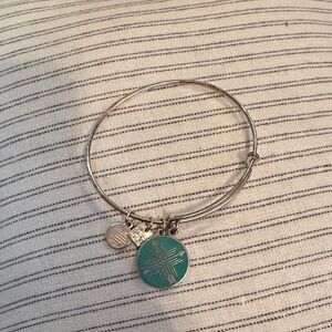 Alex and Ani Silver and Teal Charm Bracelet